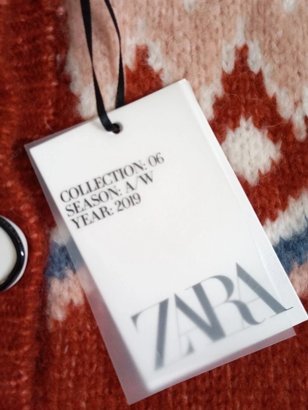 Zara limited edition knit Fair Isle rust red/orange cardigan sweater